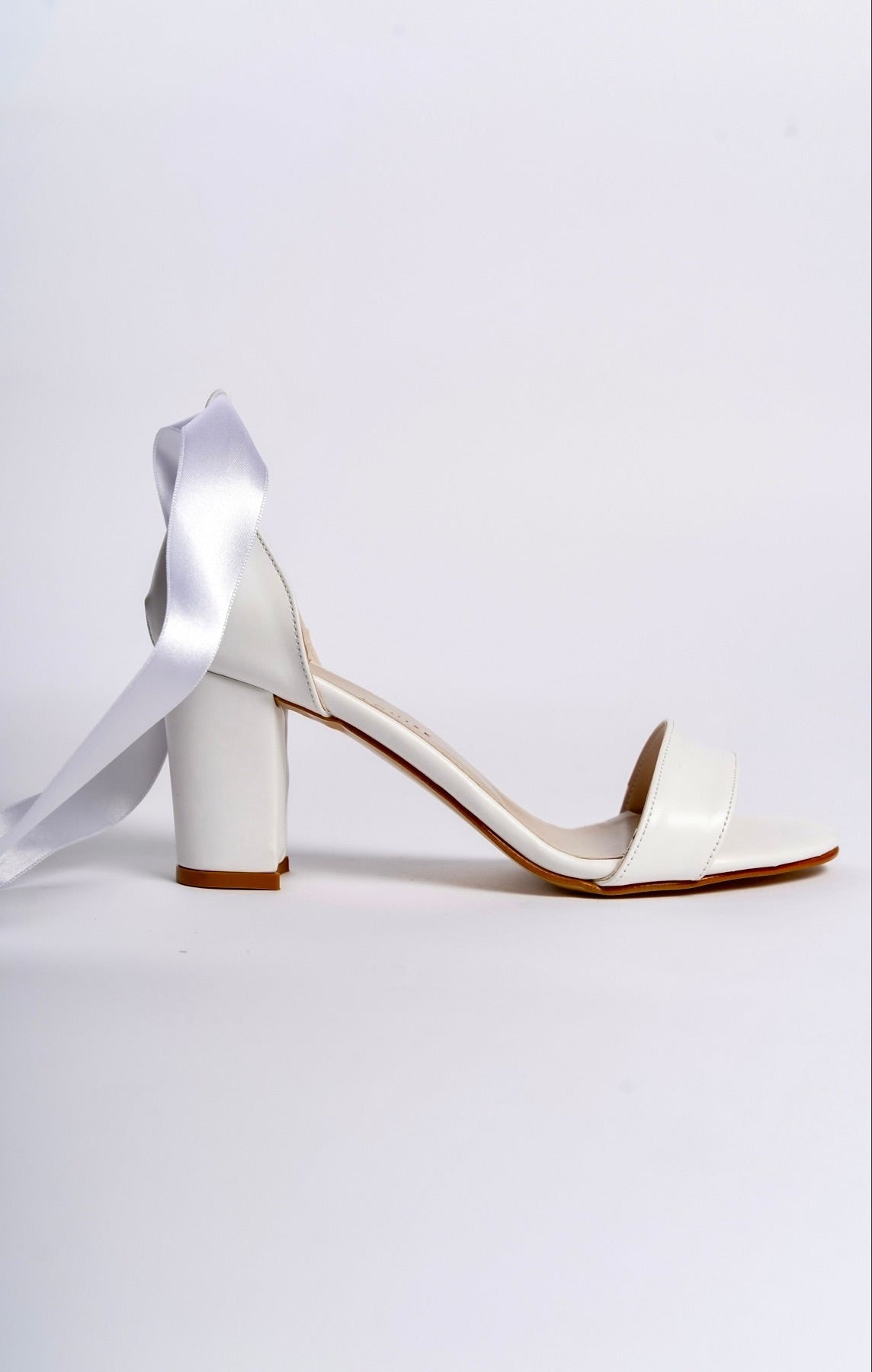 Flora | White Satin Ribbon High-Heel Sandals