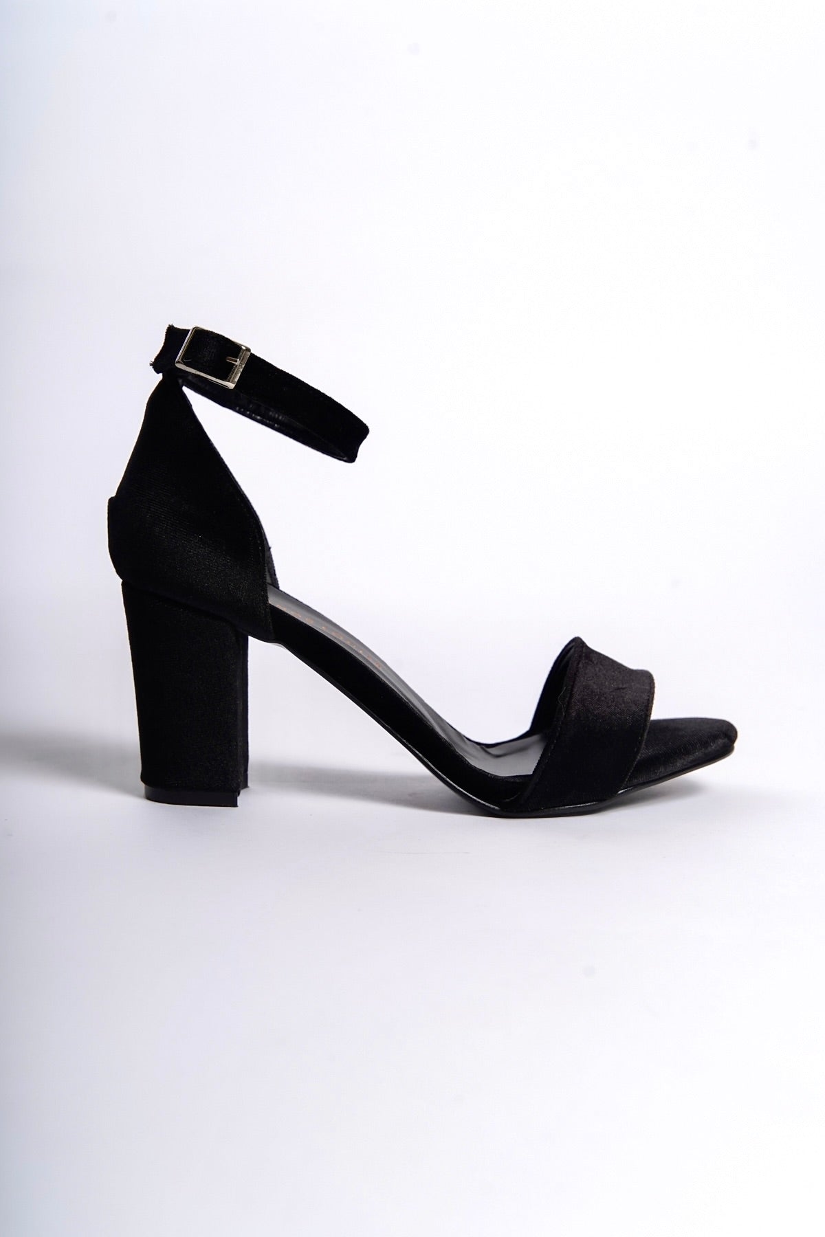 Haven | Black Velvet High-Heeled Sandals