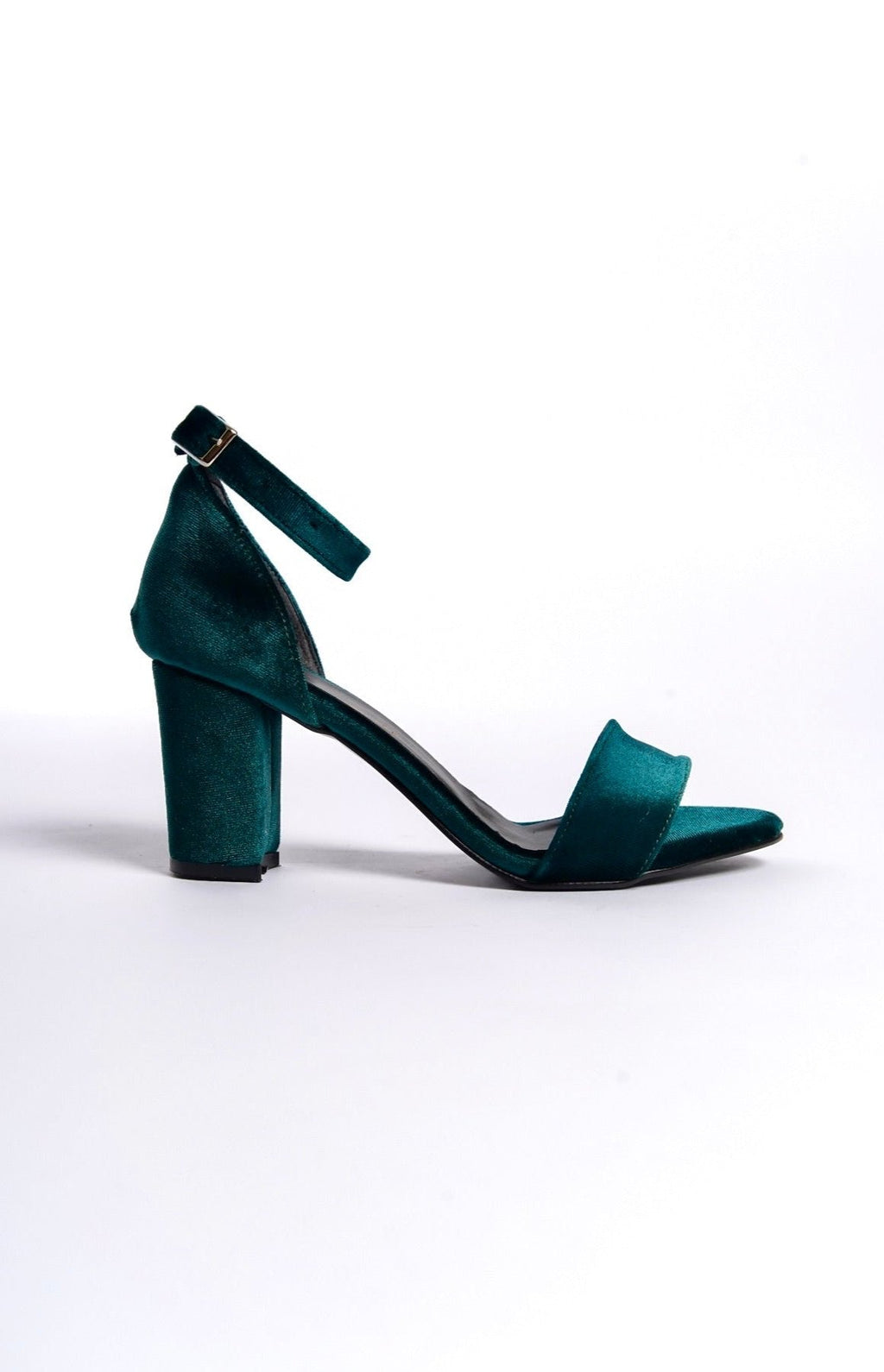 Rilla | Emerald Green Velvet High-Heeled Sandals