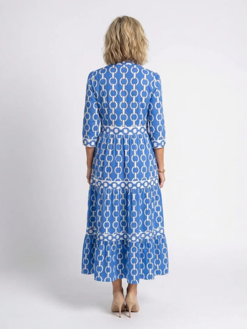 Sable | Chain Print Three-Quarter Sleeve Midi Dress