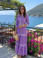 Sable | Chain Print Three-Quarter Sleeve Midi Dress