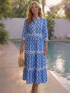 Sable | Chain Print Three-Quarter Sleeve Midi Dress