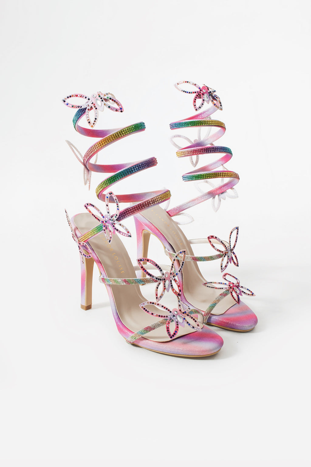 Carina | Rainbow Butterfly Ankle-Wrap Heels