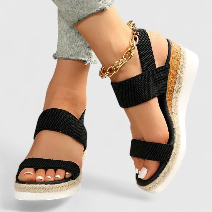 Lenora | Stretch-Knit Comfort Wedge Sandals