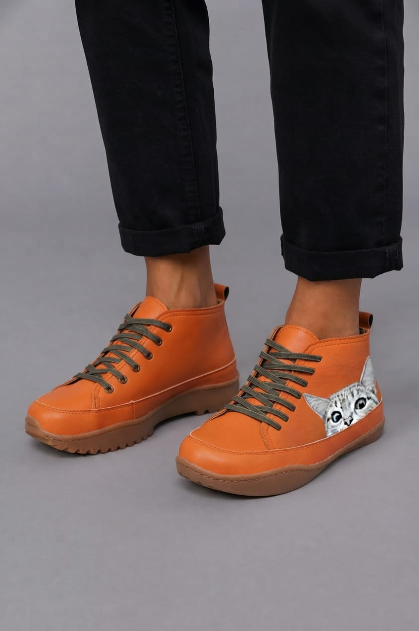 Harriet | Graphic Print Leather Ankle Boots