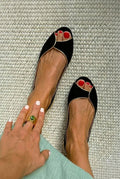 Christa | Peep-Toe Tulip Cutout Flat