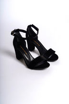 Haven | Black Velvet High-Heeled Sandals