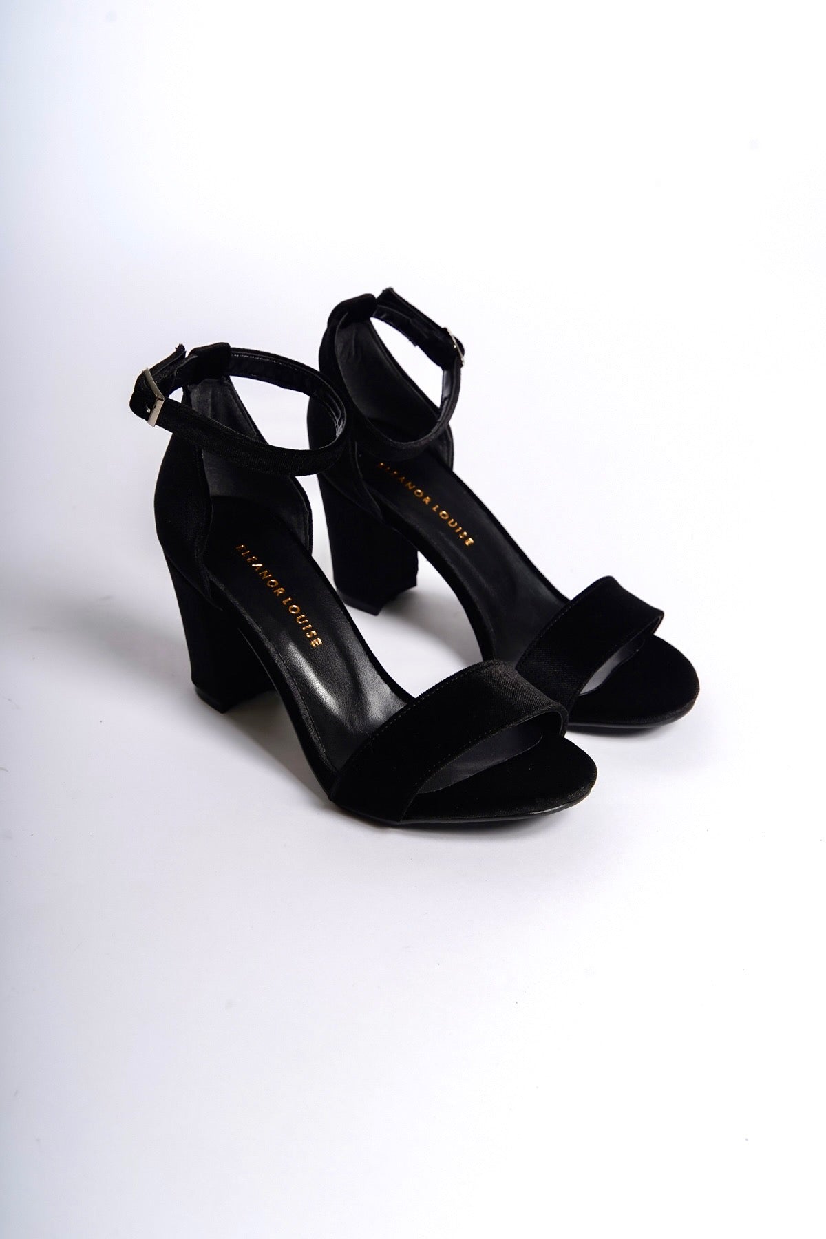 Haven | Black Velvet High-Heeled Sandals