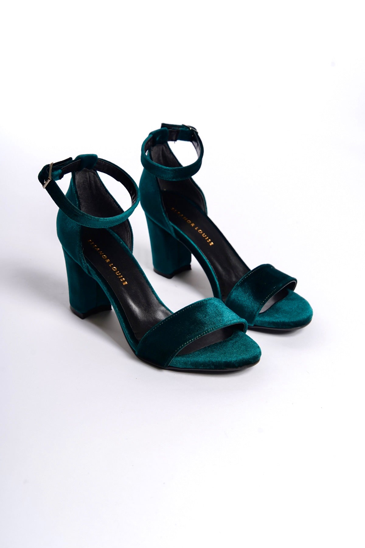 Rilla | Emerald Green Velvet High-Heeled Sandals
