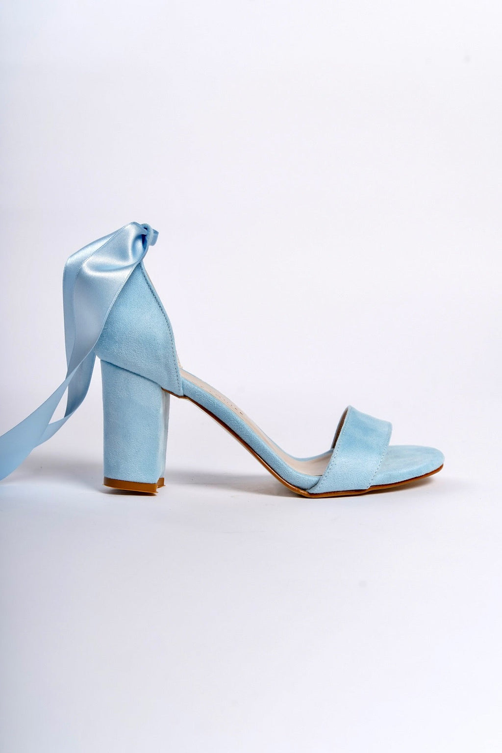 Corinna | Baby Blue Suede Ribbon Heeled Sandals