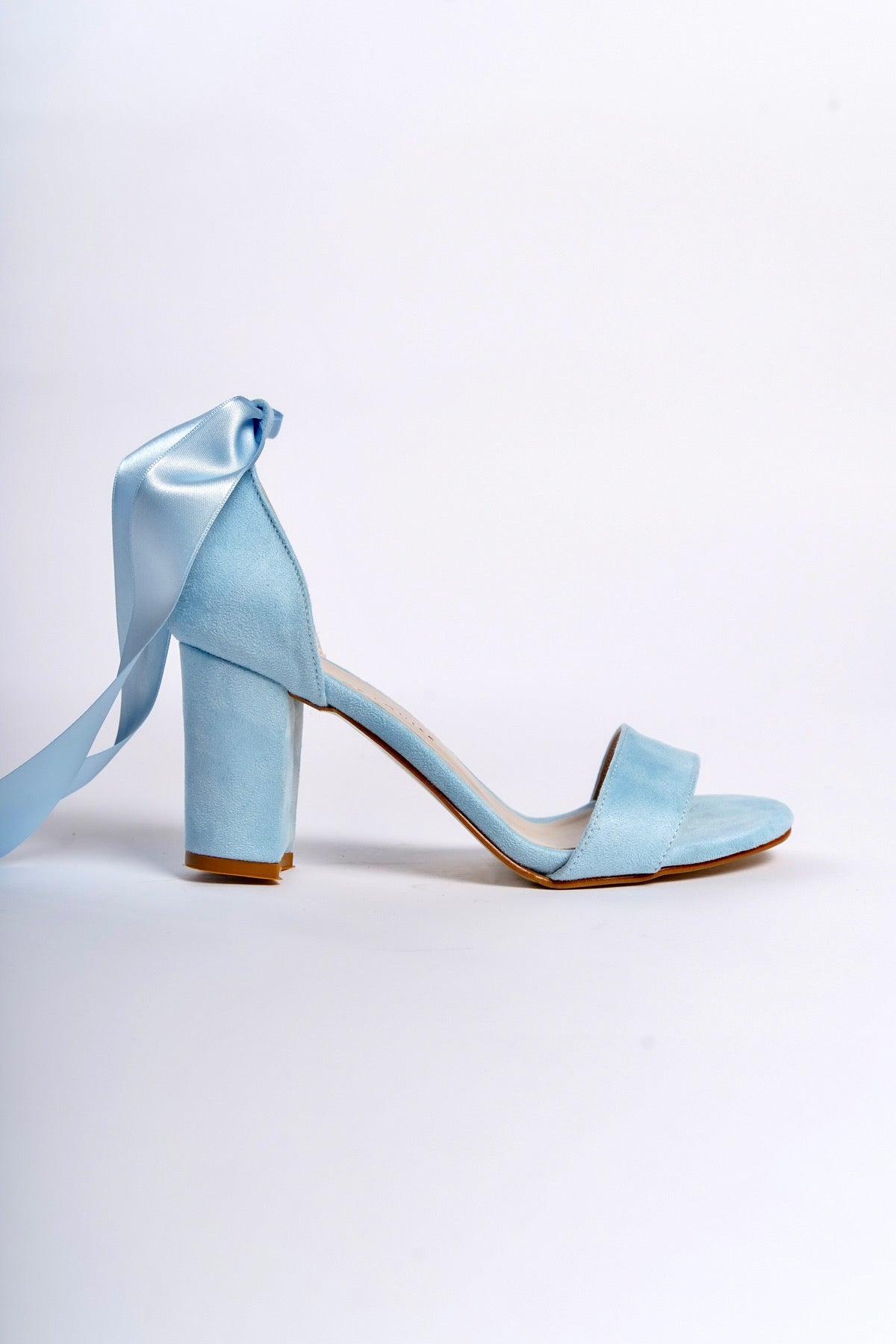Corinna | Baby Blue Suede Ribbon Heeled Sandals