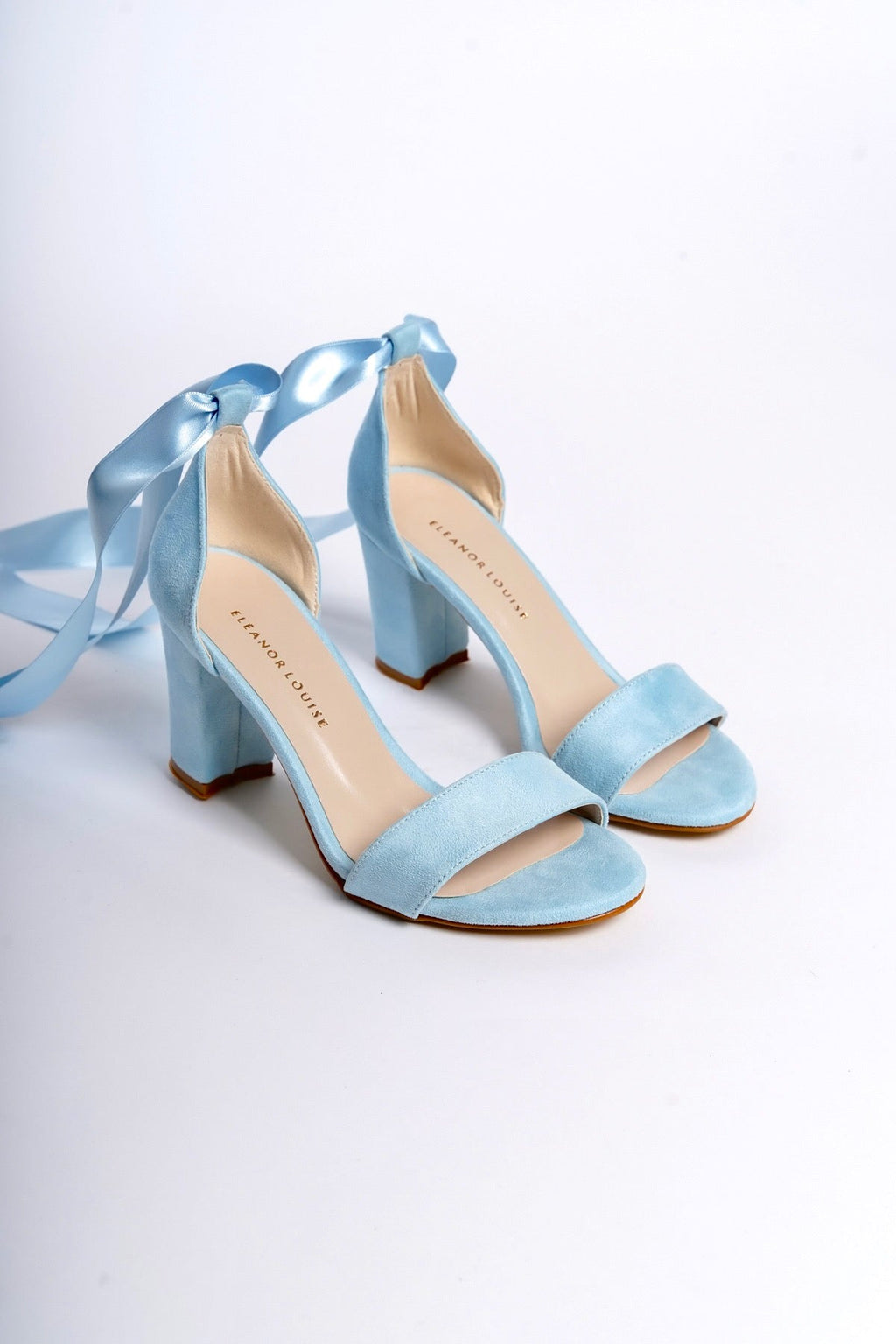 Corinna | Baby Blue Suede Ribbon Heeled Sandals