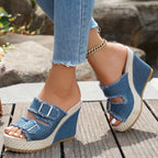 Sidonie | Frayed Edge Wedge Sandals