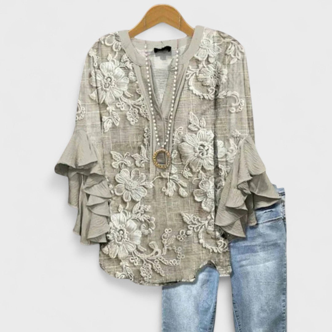 Maybelle | Ruffle Sleeve V-Neck Blouse