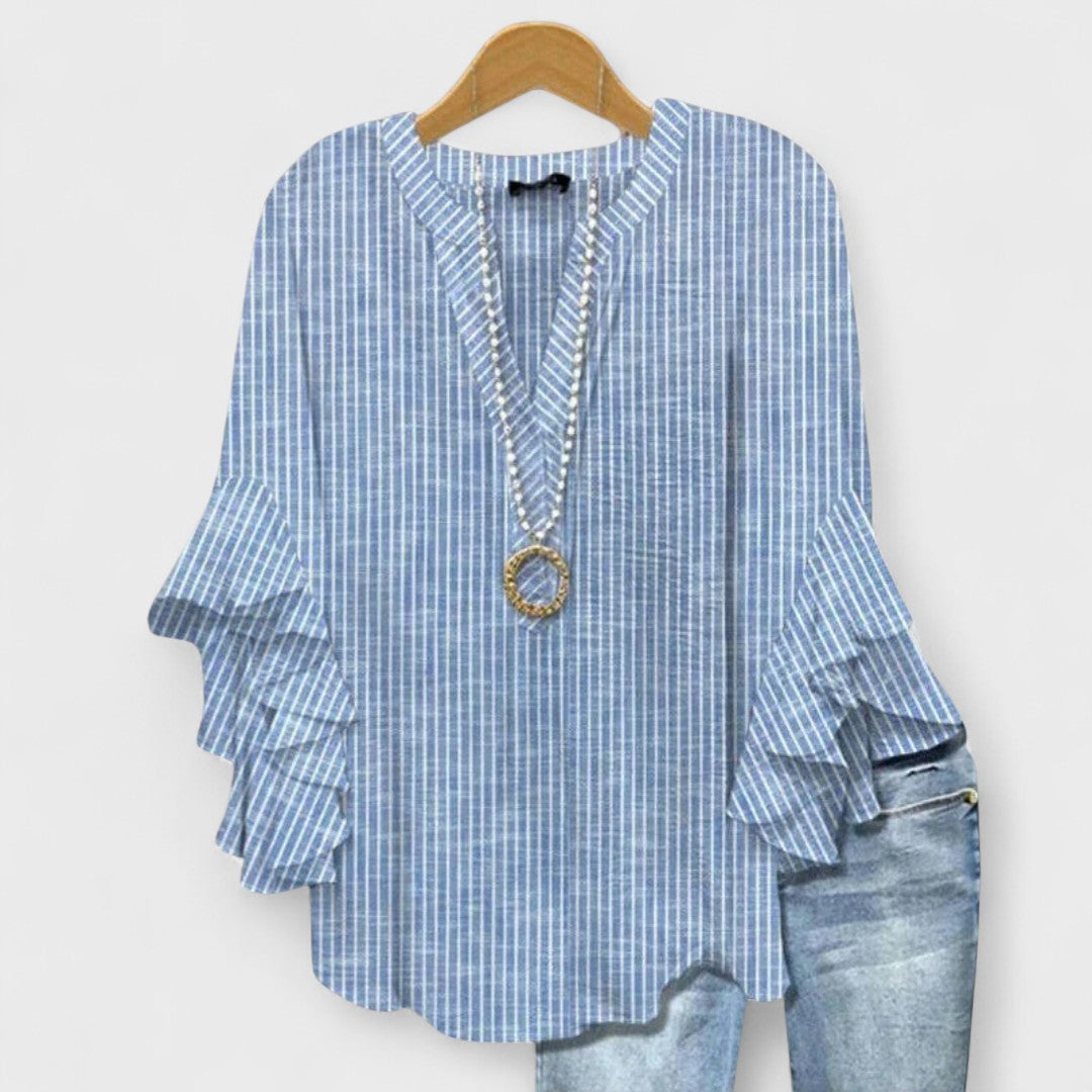 Maybelle | Ruffle Sleeve V-Neck Blouse