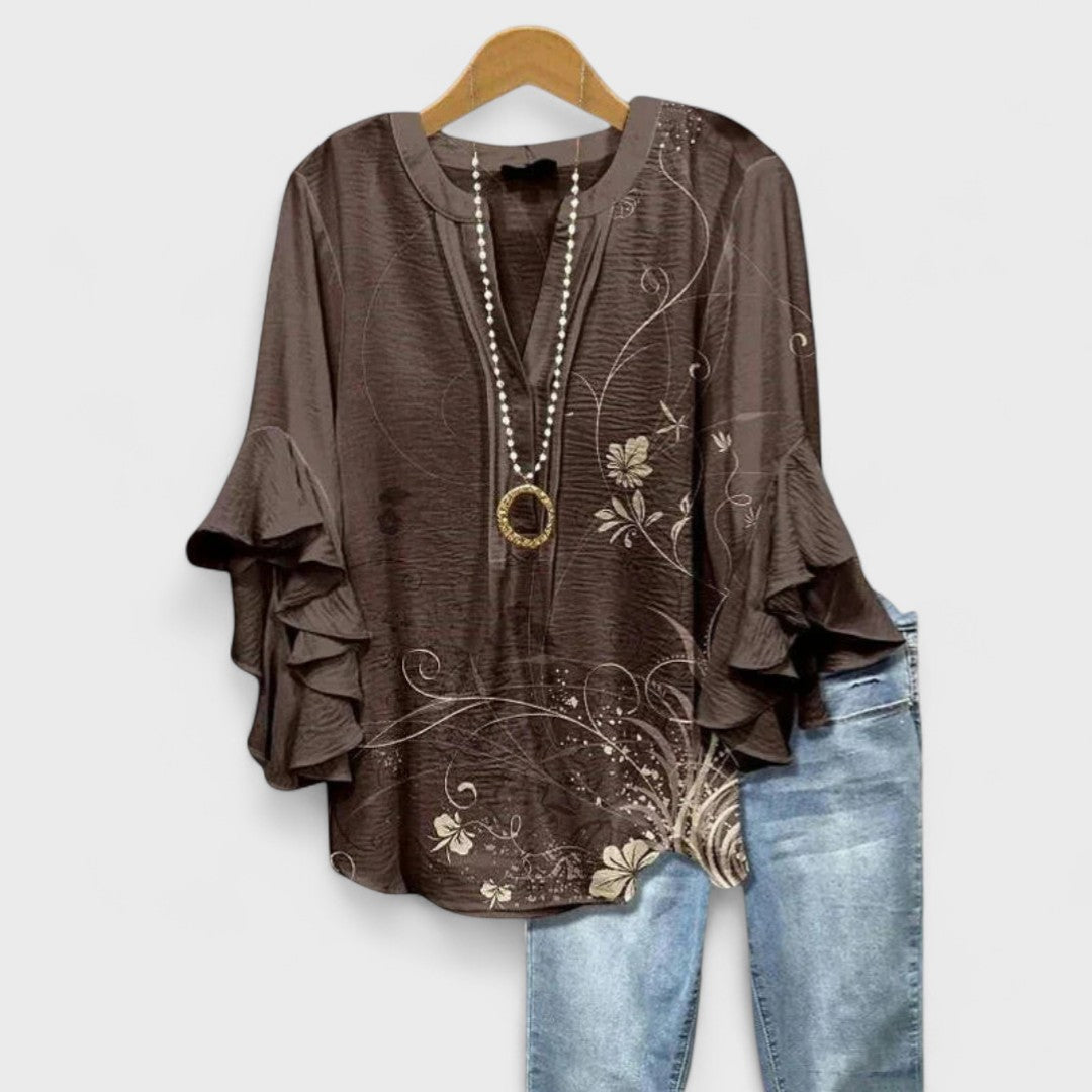 Maybelle | Ruffle Sleeve V-Neck Blouse