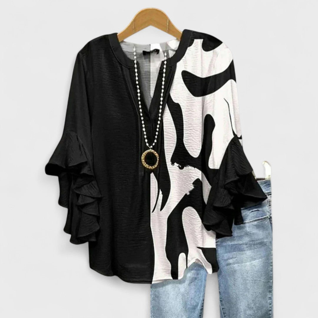 Maybelle | Ruffle Sleeve V-Neck Blouse