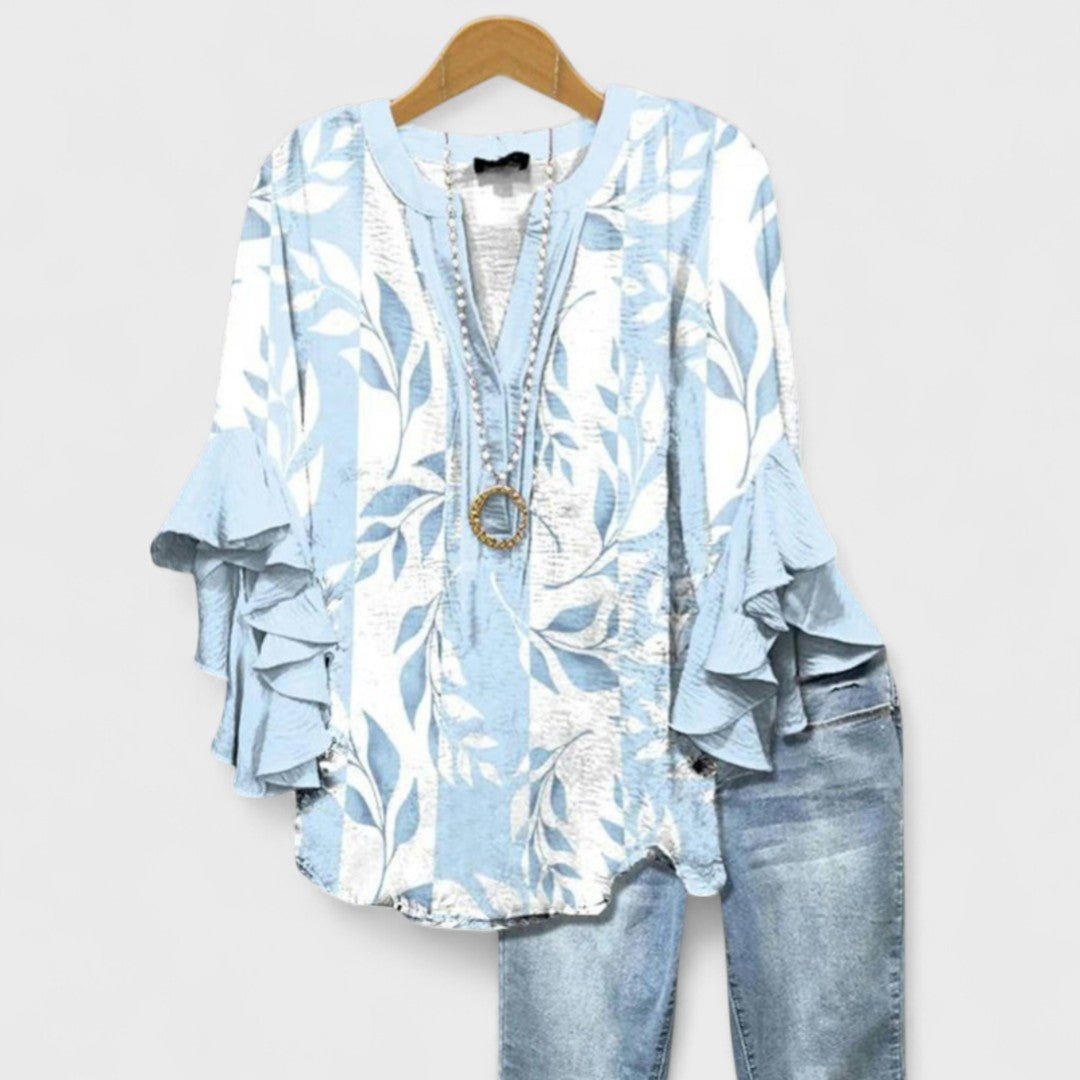 Maybelle | Ruffle Sleeve V-Neck Blouse