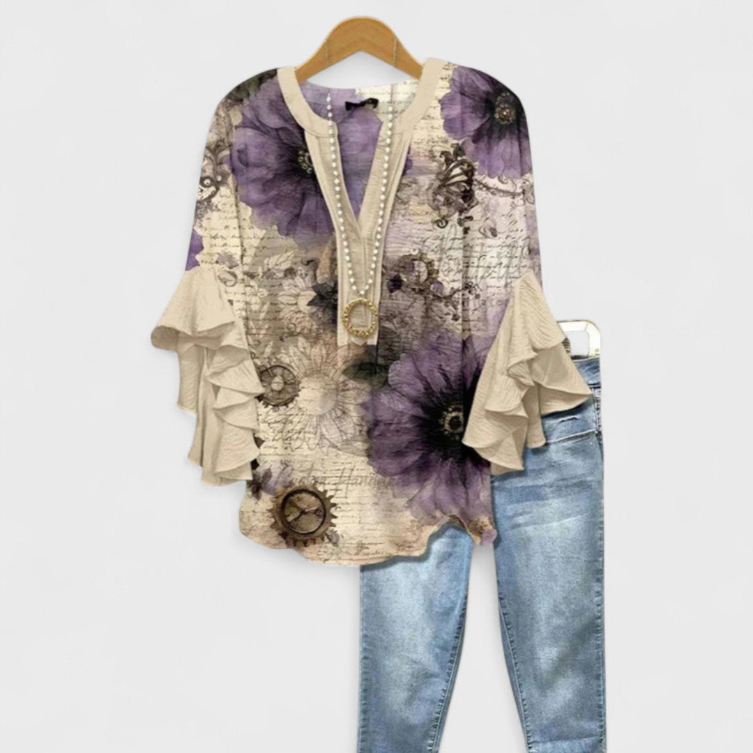 Maybelle | Ruffle Sleeve V-Neck Blouse