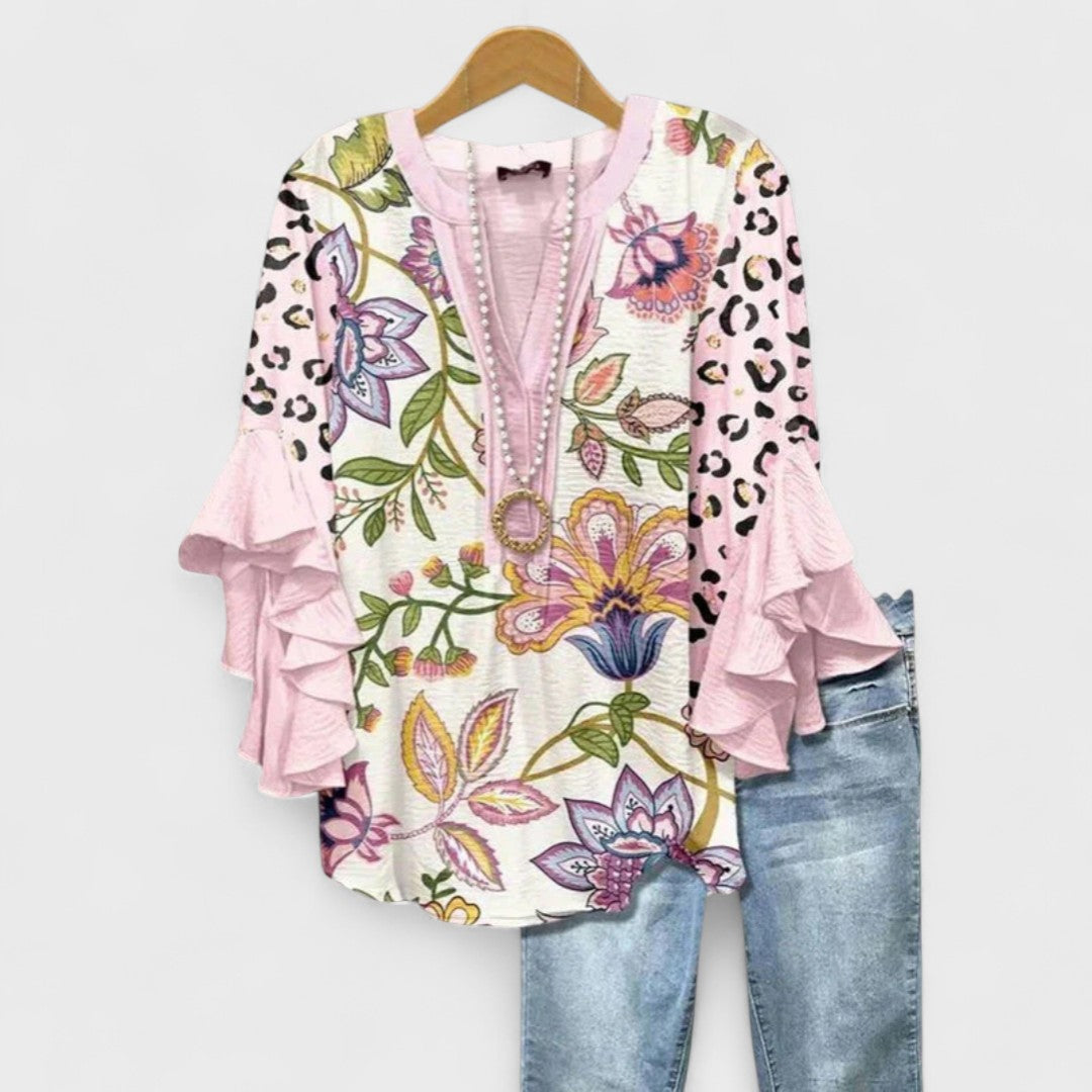 Maybelle | Ruffle Sleeve V-Neck Blouse