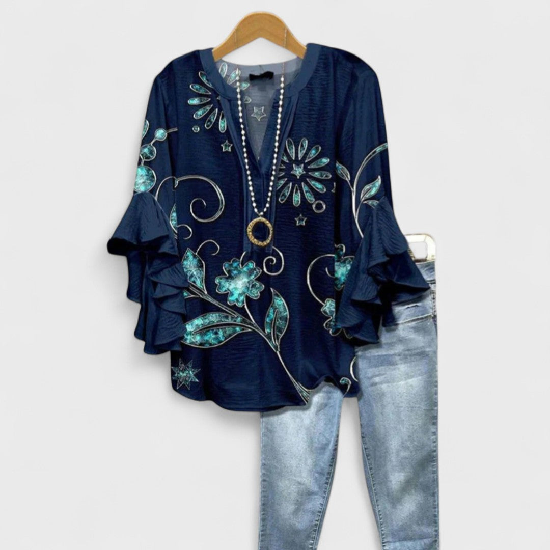 Maybelle | Ruffle Sleeve V-Neck Blouse
