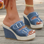Sidonie | Frayed Edge Wedge Sandals
