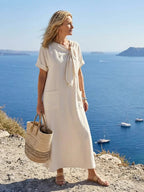 Blythe | Short Sleeve Round Neck Maxi Dress With Pockets