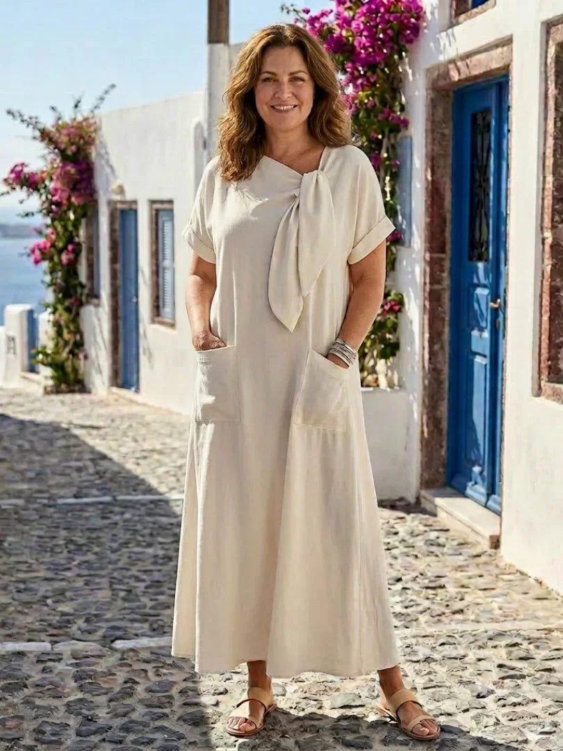 Blythe | Short Sleeve Round Neck Maxi Dress With Pockets