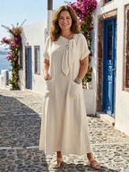 Blythe | Short Sleeve Round Neck Maxi Dress With Pockets