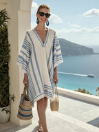 Wynne | Wide Sleeve V-Neck Knee-Length Dress