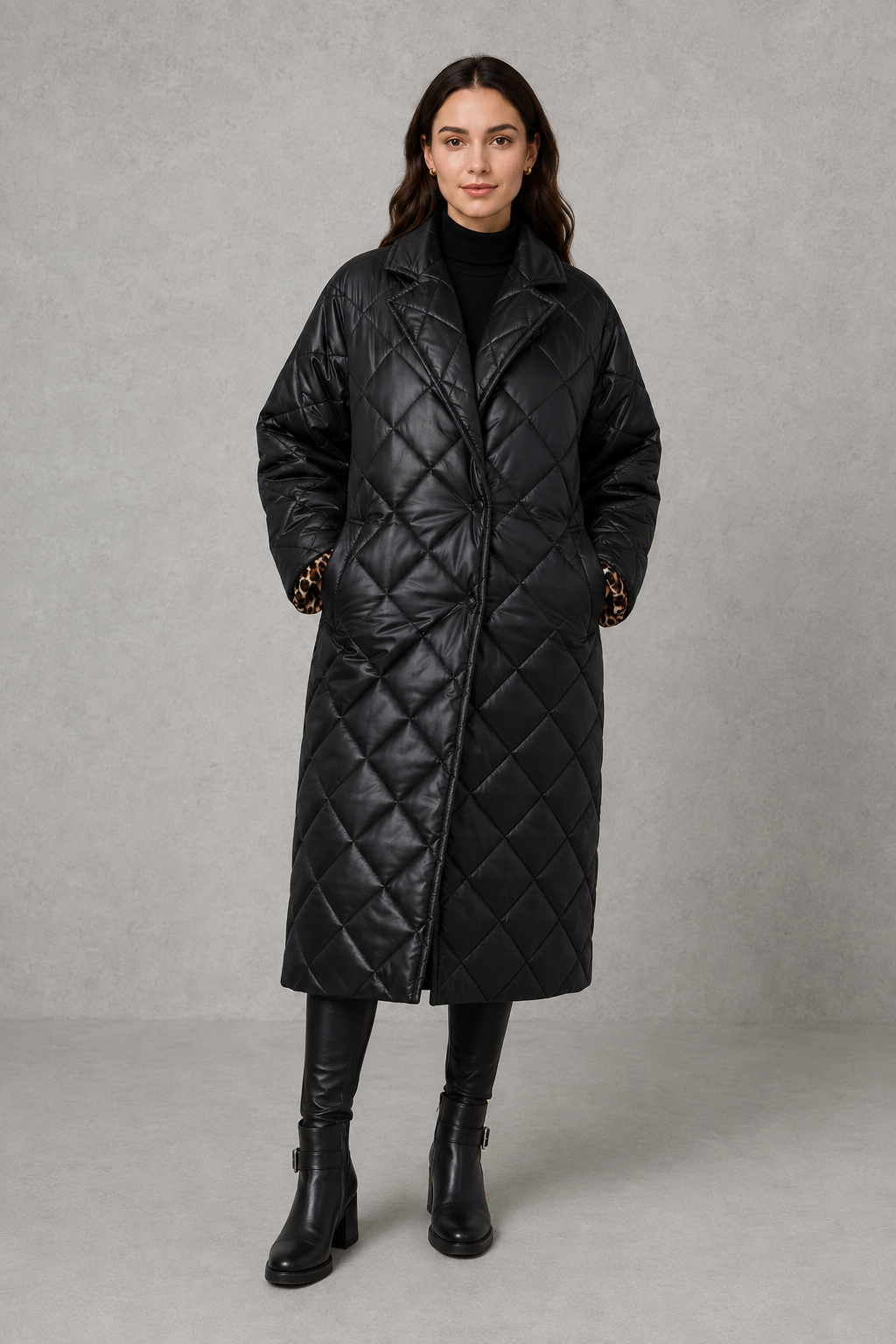 Imogen | Reversible Leopard Print Quilted Coat