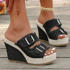 Sidonie | Frayed Edge Wedge Sandals