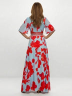 Charlotte | Floral V-Neck Short Sleeve Maxi Dress