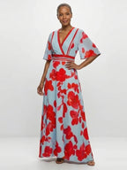 Charlotte | Floral V-Neck Short Sleeve Maxi Dress