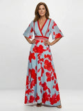 Charlotte | Floral V-Neck Short Sleeve Maxi Dress