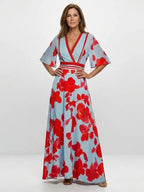 Charlotte | Floral V-Neck Short Sleeve Maxi Dress
