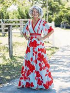 Charlotte | Floral V-Neck Short Sleeve Maxi Dress