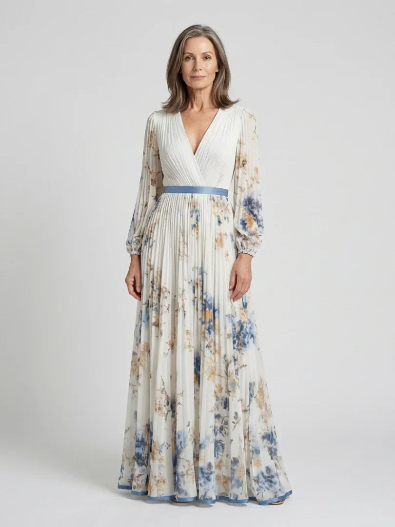 Giada | Floral V-Neck Long Sleeve Maxi Dress