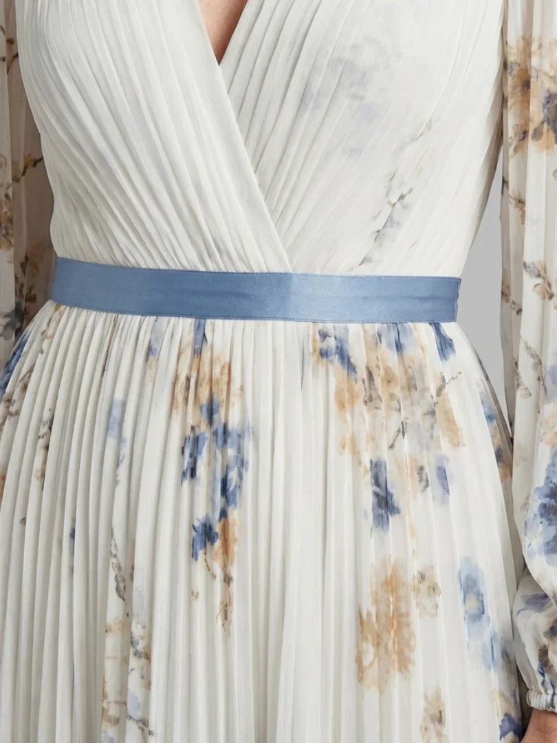 Giada | Floral V-Neck Long Sleeve Maxi Dress