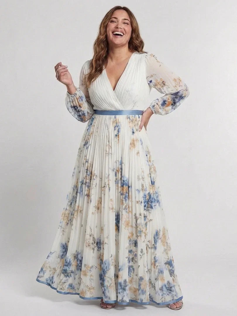 Giada | Floral V-Neck Long Sleeve Maxi Dress