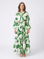 Marnie | Tie-Waist Long Sleeve Tiered Maxi Dress