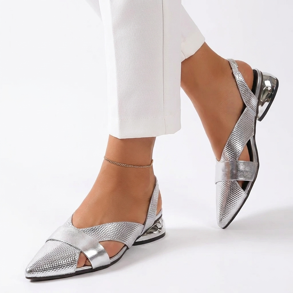 Maddie | Pointed Cross-Strap Flat Sandal