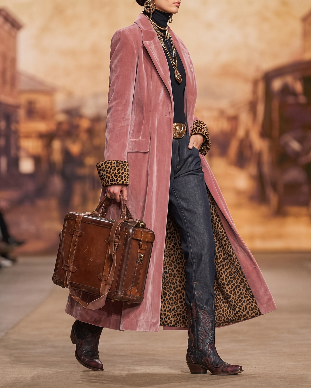 Sloane | Leopard-Lined Long Tailored Coat