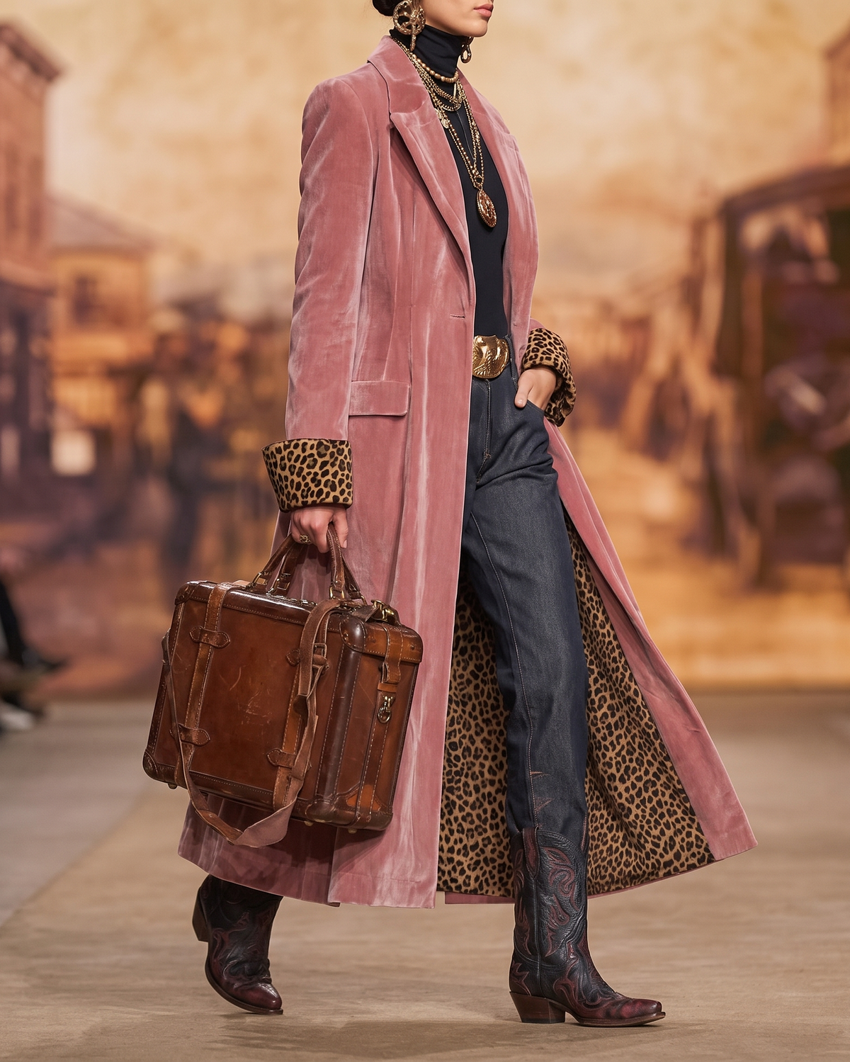 Sloane | Leopard-Lined Long Tailored Coat