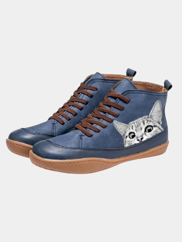 Harriet | Graphic Print Leather Ankle Boots