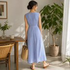 Veda | Sleeveless Striped Wrap-Waist Maxi Dress