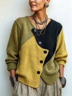 Matilda | Colour-Block Button-Detail Jumper