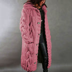 Karina | Chunky Cable-Knit Hooded Long Coat