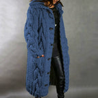 Karina | Chunky Cable-Knit Hooded Long Coat