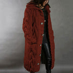 Karina | Chunky Cable-Knit Hooded Long Coat